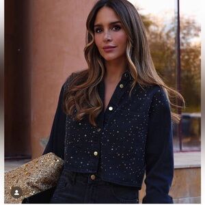 Zara beaded cropped denim shirt